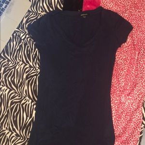 A v-neck navy blue t-shirt